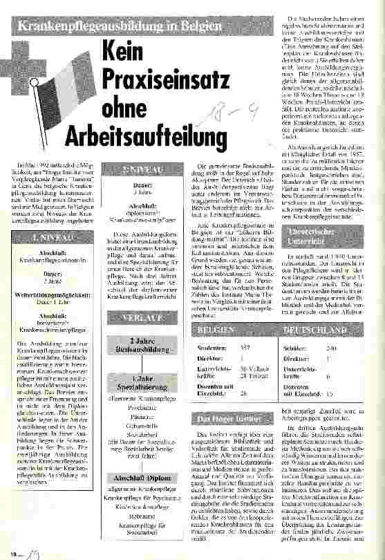 Vorschauseite 1: Krankenpflegeausbildung in Belgien Kein Praxiseinsatz ohne Arbeitsaufteilung