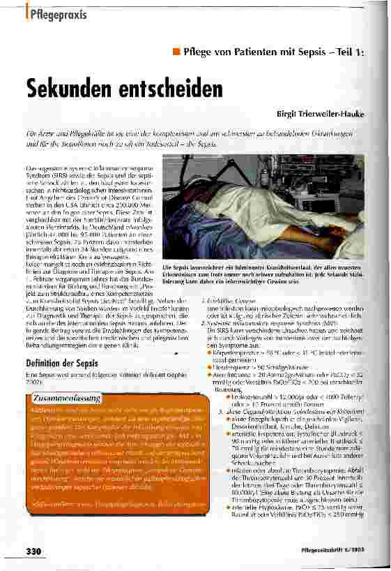 Vorschauseite 1: Sekunden entscheiden Pflege von Patienten mit Sepsis - Teil 1