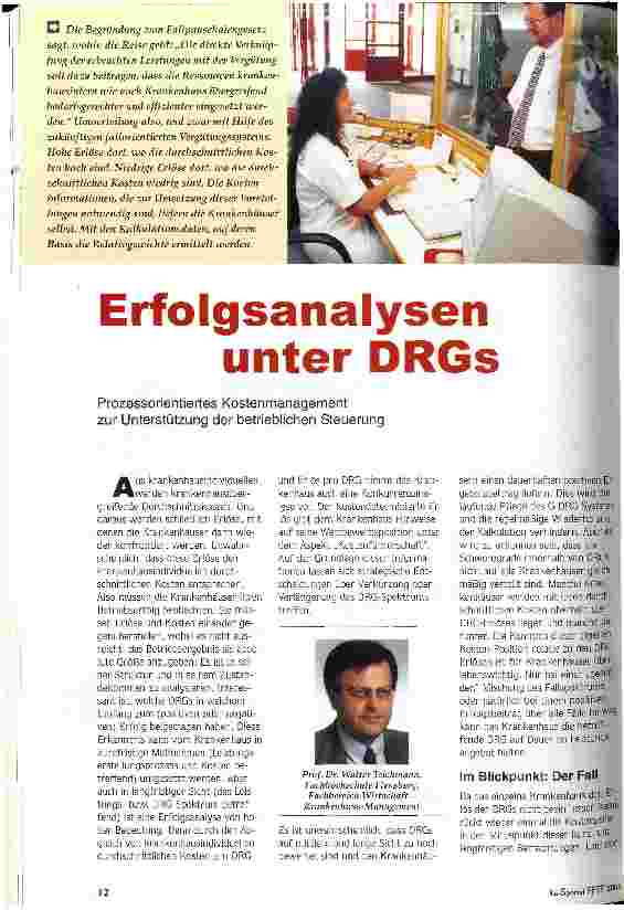 Vorschauseite 1: Erfolgsanalysen unter DRGs Prozessorientiertes Kostenmanagement zur Unterstützung der betrieblichen Steuerung