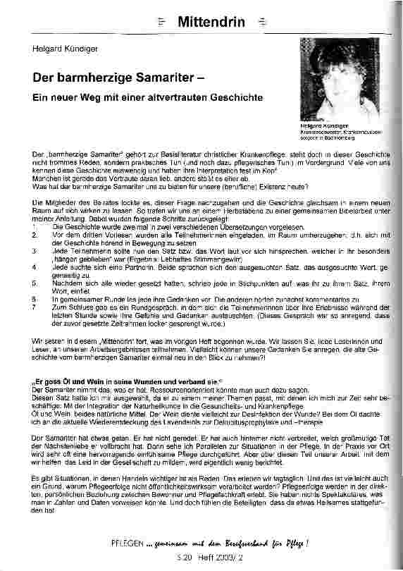 Vorschauseite 1: Der barmherzige Samariter - Ein neuer Weg mit einer altvertrauten Geschichte