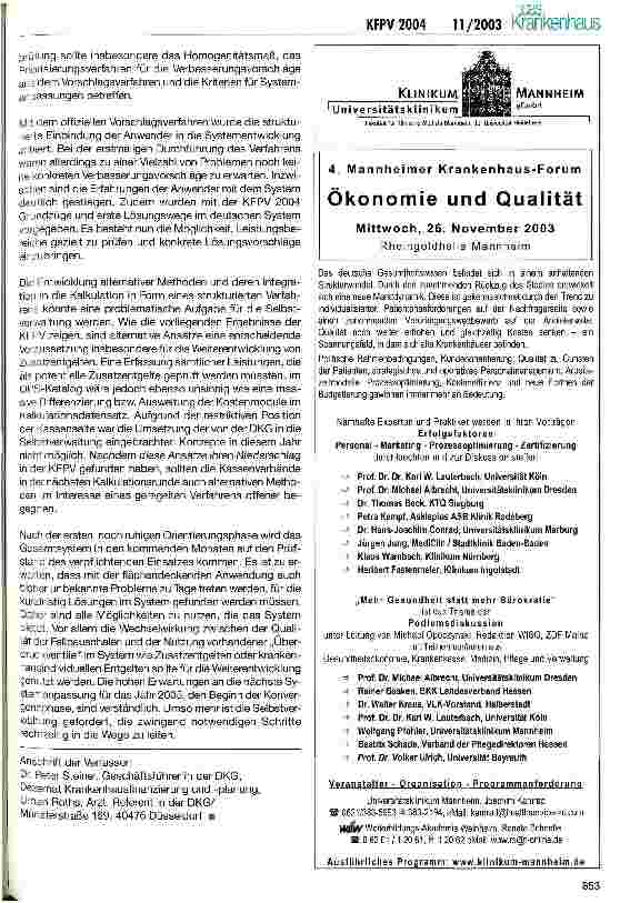 Vorschauseite 4: Kernelemente der KFPV 2004 - Weichenstellung für die Systementwicklung?