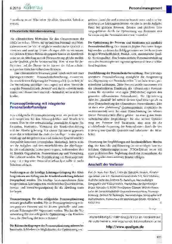 Vorschauseite 5: Personalbedarfsanalyse: Vom isolierten Kostenreduktionsprogramm zum Baustein einer erfolgreichen Prozessoptimierung