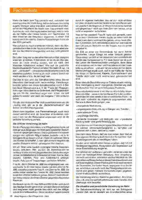 Vorschauseite 4: Verwirrt das Heim seine Bewohner? Das Heim - ein Auslösefaktor für Verwirrtheitszustände im Alter