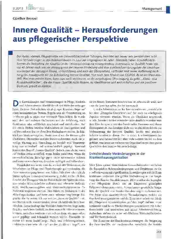 Vorschauseite 1: Innere Qualität - Herausforderungen aus pflegerischer Perspektive