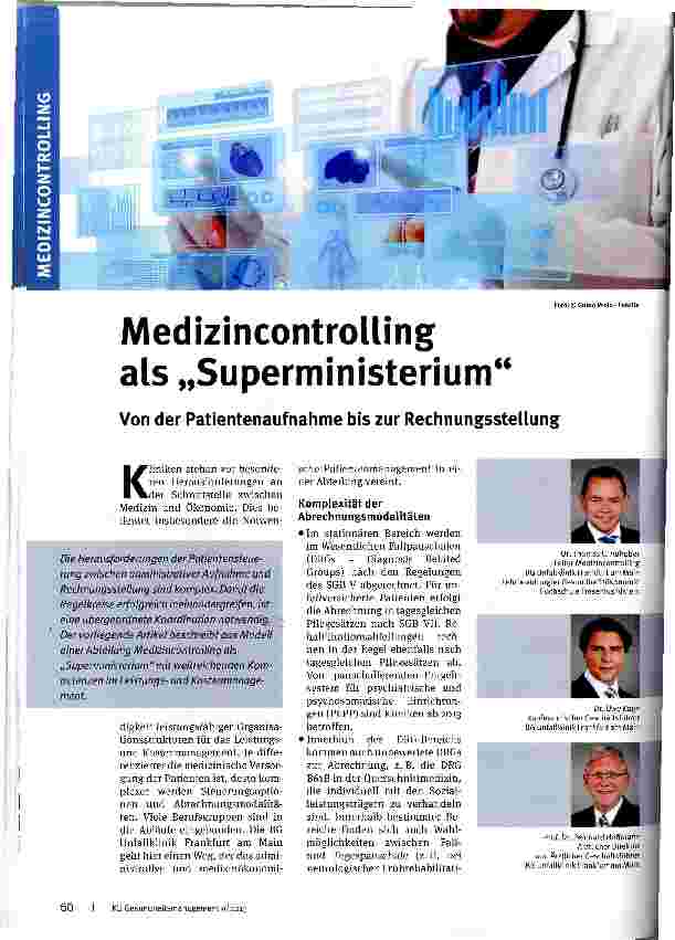 Vorschauseite 1: Medizincontrolling als Superministerium