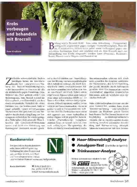 Vorschauseite 1: Krebs vorbeugen und behandeln mit Broccoli