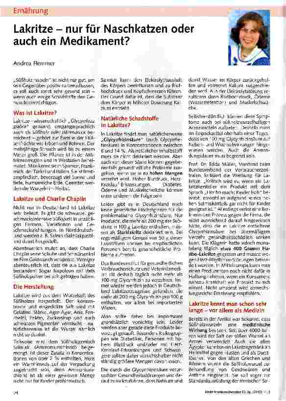 Vorschauseite 1: Lakritze - nur für Naschkatzen oder auch ein Medikament?