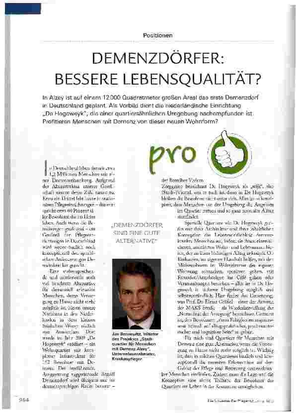 Vorschauseite 1: DEMENZDÖRFER: BESSERE LEBENSQUALITÄT?
