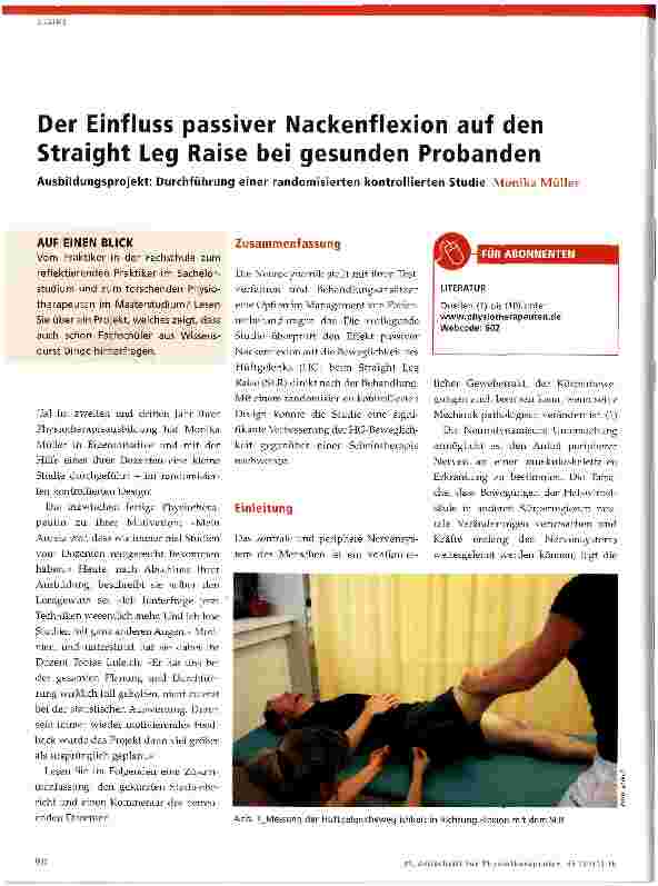 Vorschauseite 1: Der Einfluss passiver Nackenflexion auf den Straight Leg Raise bei gesunden Probanden