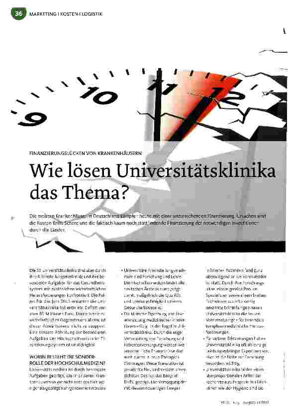 Vorschauseite 1: Wie lösen Universitätsklinika das Thema?