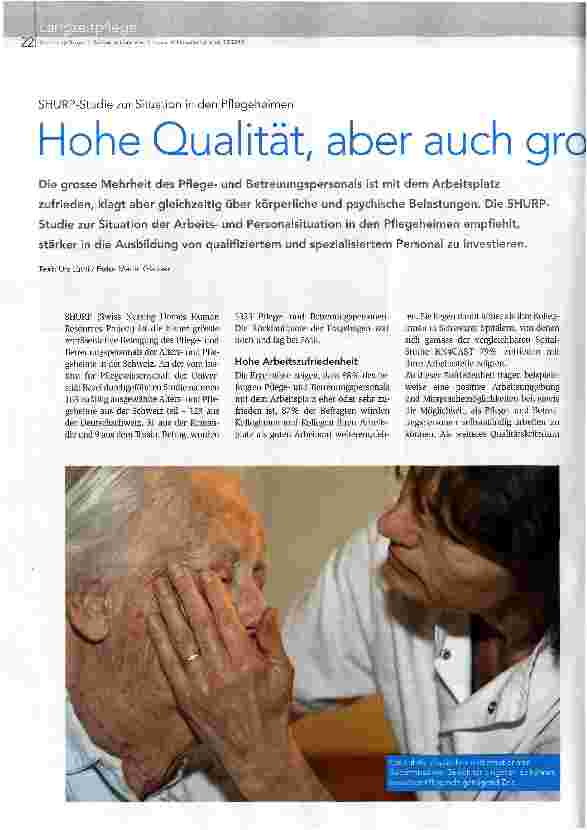 Vorschauseite 1: Hohe Qualität, aber auch grosse Arbeitsauslastung