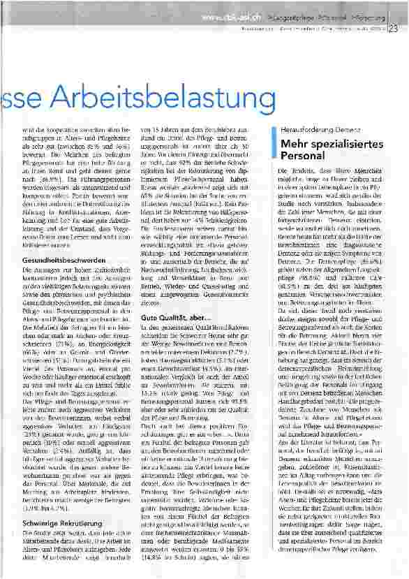 Vorschauseite 2: Hohe Qualität, aber auch grosse Arbeitsauslastung