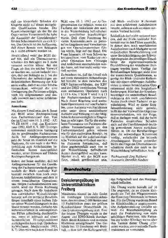 Vorschauseite 2: Anfängernarkosen Rechtsprechung