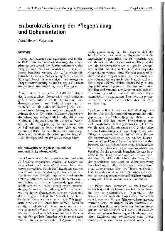 Vorschauseite 1: Entbürokratisierung der Pflegeplanung und Dokumentation