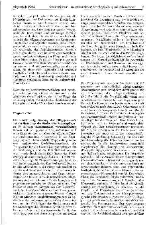 Vorschauseite 2: Entbürokratisierung der Pflegeplanung und Dokumentation