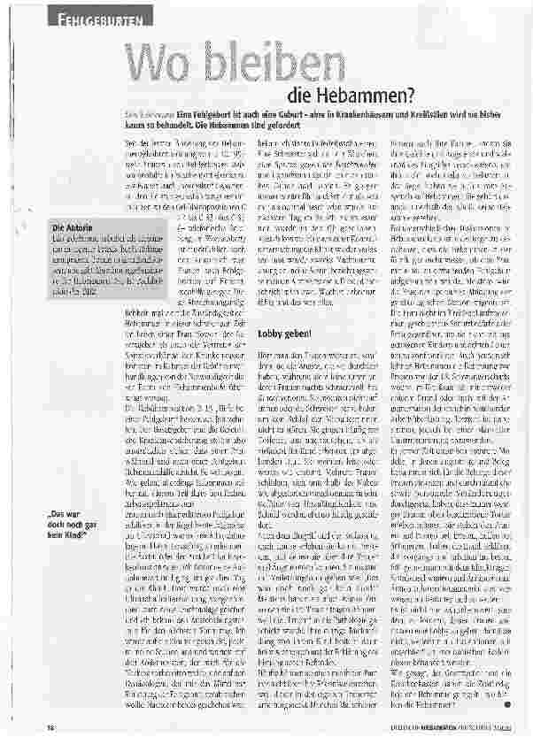 Vorschauseite 1: Wo bleiben die Hebammen?