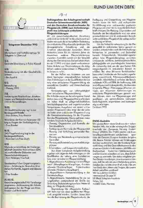 Vorschauseite 1: Stellungnahme der Arbeitsgemeinschaft Deutscher Schwesternverbände (ADS) und des Deutschen Berufsverbandes für Pflegeberufe (DBfK) ...