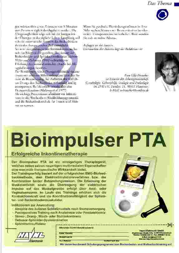 Vorschauseite 3: Physiotherapie bei Speicherund Entleerungsstörungen der Blase