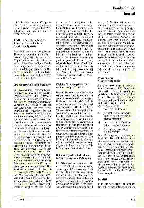 Vorschauseite 4: Welche Thrombolytika sollen zur Therapie des akuten Herzinfarktes am besten eingesetzt werden? Abt.Kardiologie der Uniklinik Essen