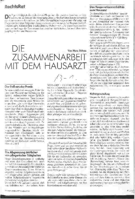 Vorschauseite 1: Die Zusammenarbeit mit dem Hausarzt Rechtsrat