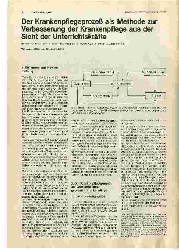 Vorschauseite 1: Der Krankenpflegeprozeß als Methode zur Verbesserung der Krankenpflege aus der Sicht der Unterrichtskräfte