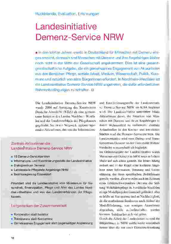 Vorschauseite 1: Landesinitiative Demenz-Service NRW