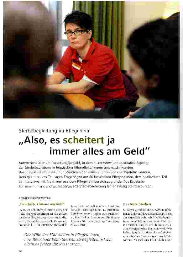 Vorschauseite 1: „Also, es scheitert ja immer alles am Geld