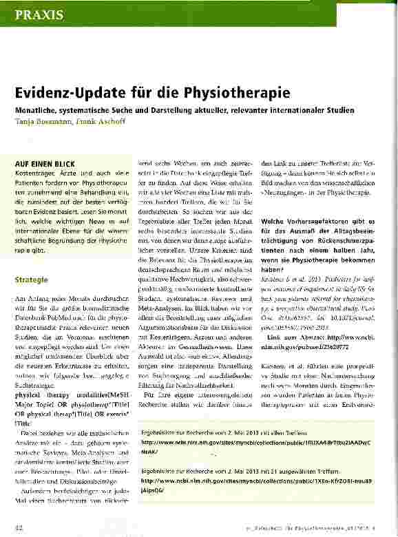Vorschauseite 1: Evidenz-Update für die Physiotherapie