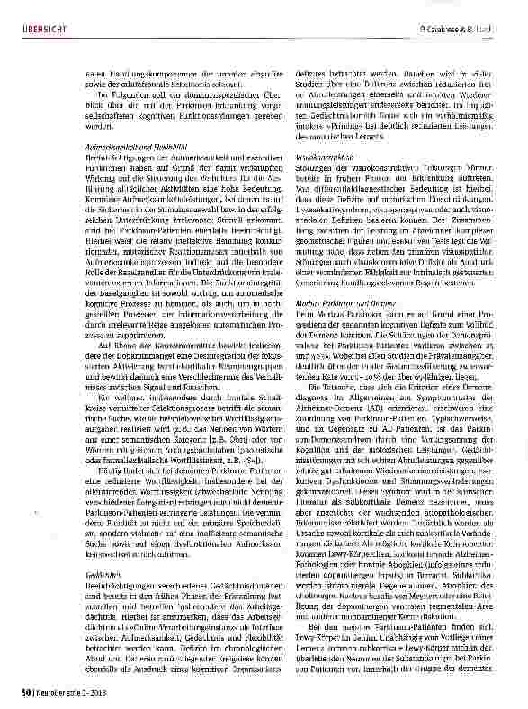 Vorschauseite 4: Verhaltensneurologische Störungen bei Lewy-Bodyund Parkinson-Demenz sowie bei frontotemporalen Demenzen