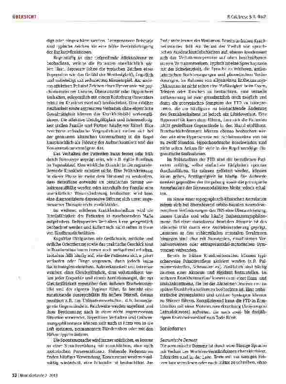Vorschauseite 6: Verhaltensneurologische Störungen bei Lewy-Bodyund Parkinson-Demenz sowie bei frontotemporalen Demenzen
