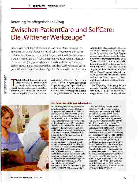 Vorschauseite 1: Zwischen PatientCare und SelfCare: Die Wittener Werkzeuge