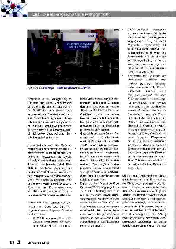 Vorschauseite 2: Einblicke ins englische Care Management-Eine Studienreise nach England der Fachgruppe „Case Management im Handlungsfeld Sozialer Arbeit