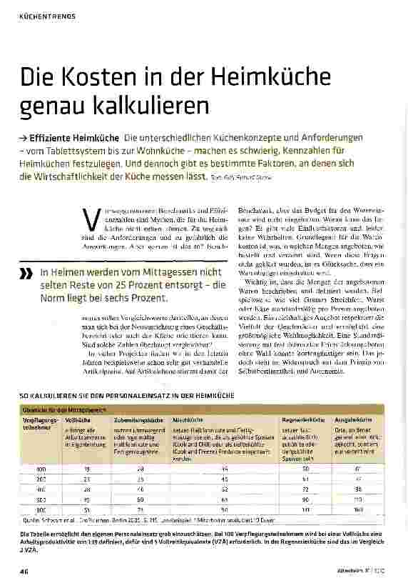 Vorschauseite 1: Die Kosten in der Heimküche genau kalkulieren