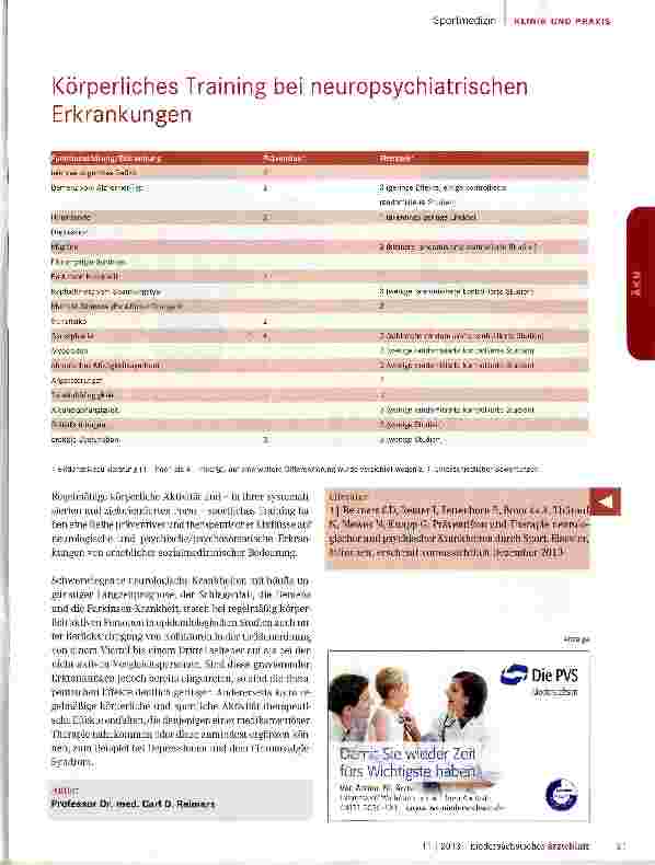 Vorschauseite 1: Körperliches Training bei neuropsychiatrischen Erkrankungen