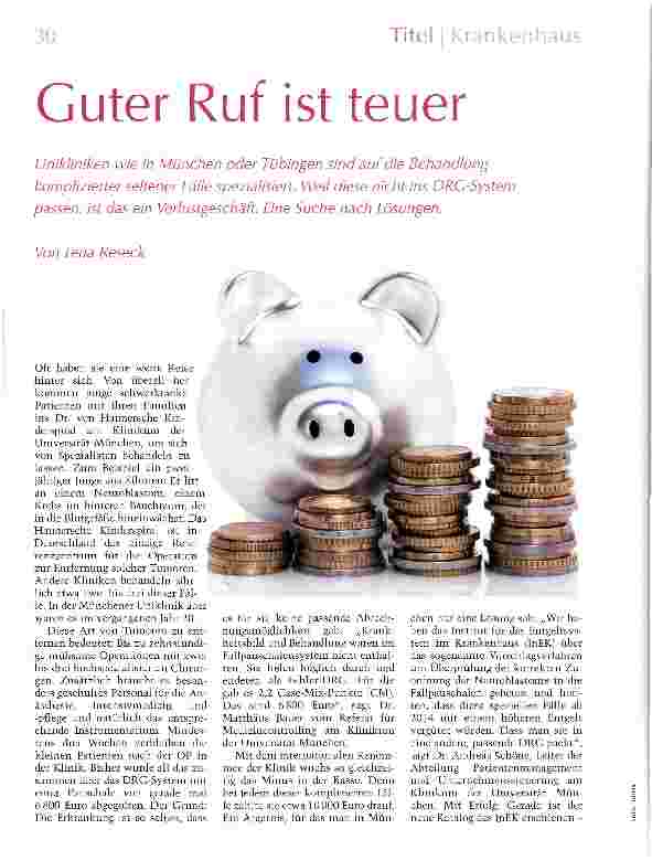Vorschauseite 1: Guter Ruf ist teuer