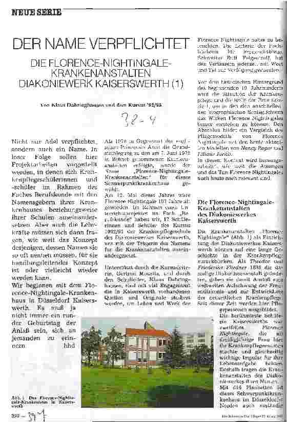 Vorschauseite 1: Der Name verpflichtet (1) Die Florence-Nightingale-Krankenanstalten Diakoniewerk Kaiserswerth