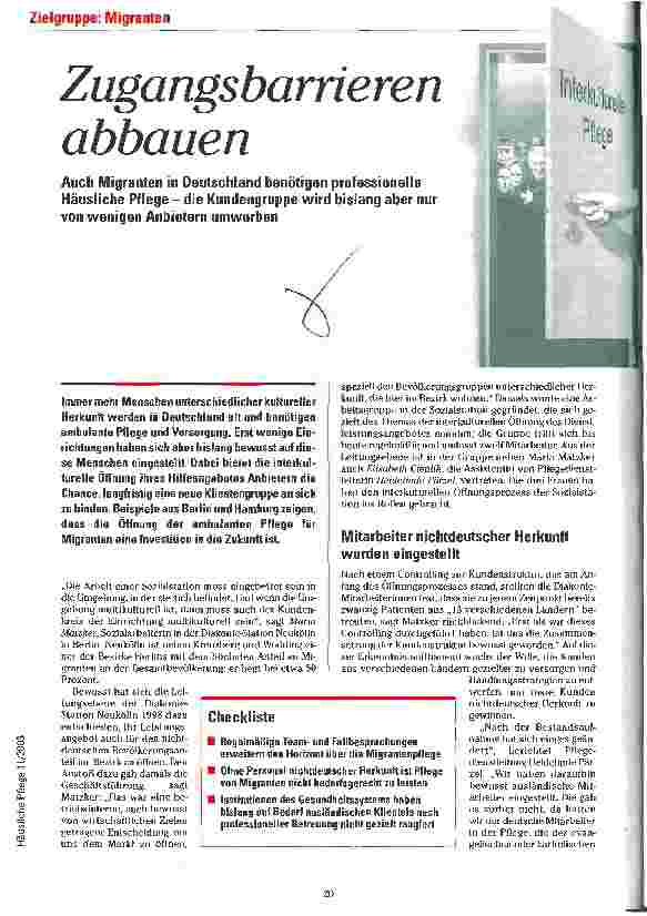 Vorschauseite 1: Zugangsbarrieren abbauen