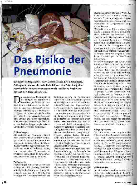 Vorschauseite 1: Das Risiko der Pneumonie