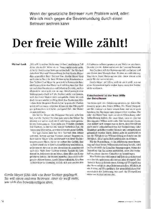Vorschauseite 1: Der freie Wille zählt!