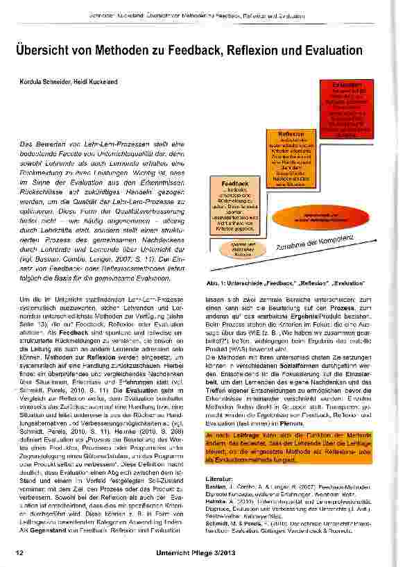 Vorschauseite 1: Übersicht von Methoden zu Feedback, Reflexion und Evaluation