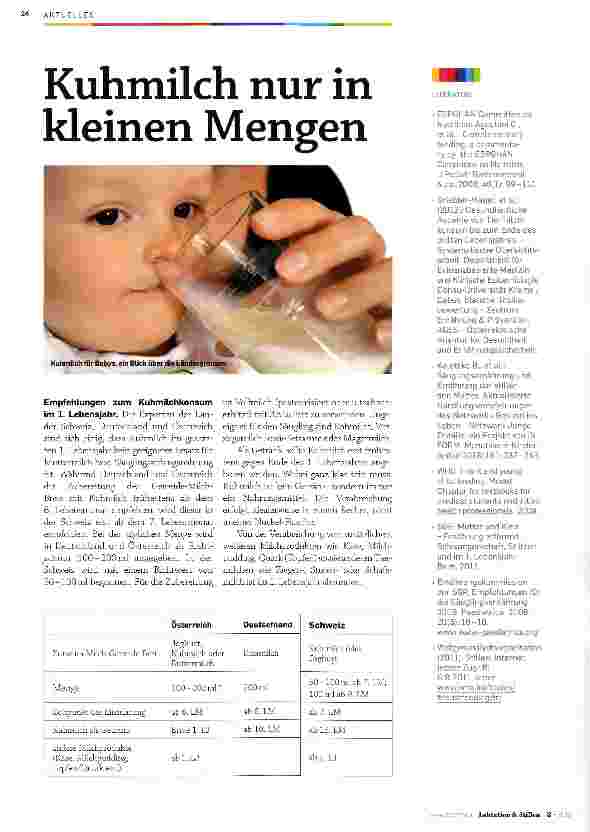 Vorschauseite 1: Kuhmilch nur in kleinen Mengen