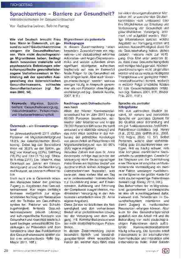 Vorschauseite 1: Sprachbarriere - Barriere zur Gesundheit?