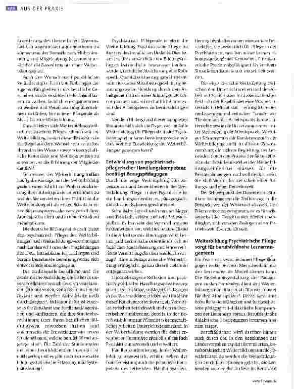 Vorschauseite 2: Weiterbildung Psychiatrische Pflege: Quo vadis?