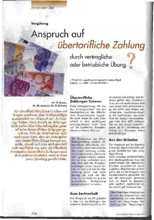 Vorschauseite 1: Anspruch auf übertarifliche Zahlung durch vertragliche oder betriebliche Übung?