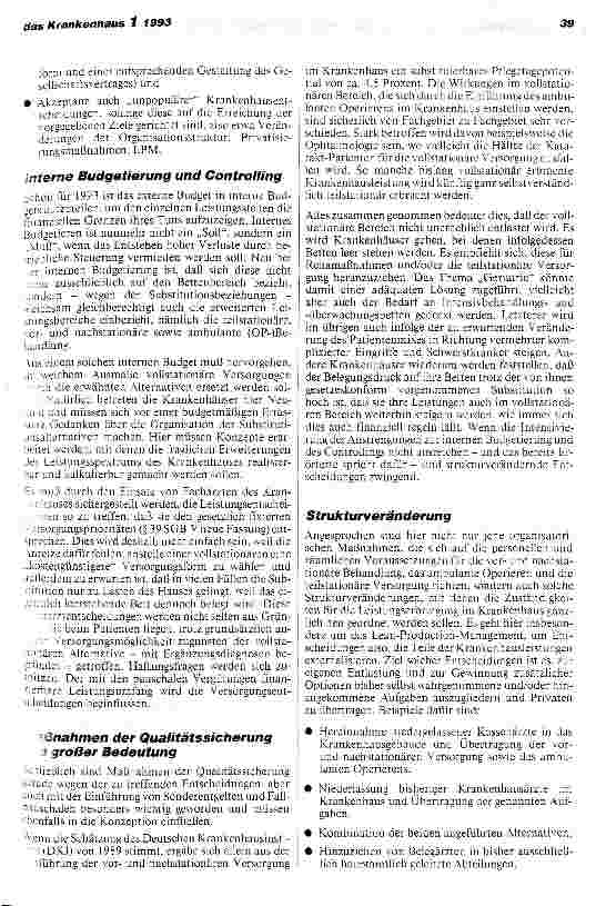 Vorschauseite 4: Handlungsbedarf für die Krankenhäuser durch das GesundheitsStrukturGes.