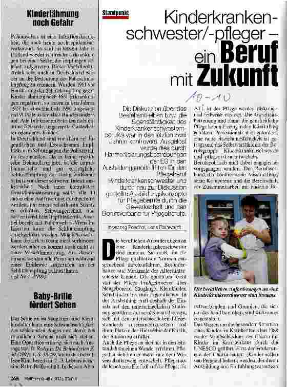 Vorschauseite 1: Kinderkrankenschwester/-pfleger - ein Beruf mit Zukunft