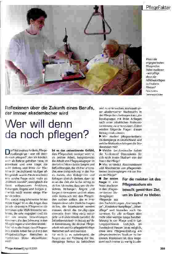 Vorschauseite 1: Wer will denn da noch pflegen?