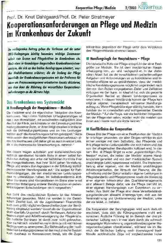 Vorschauseite 1: Kooperationsanforderungen an Pflege und Medizin im Krankenhaus der Zukunft