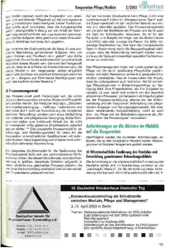 Vorschauseite 5: Kooperationsanforderungen an Pflege und Medizin im Krankenhaus der Zukunft