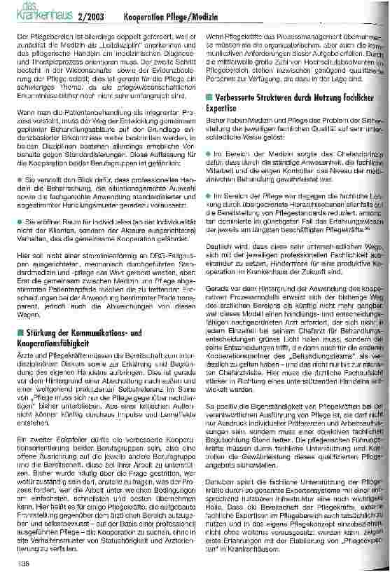 Vorschauseite 6: Kooperationsanforderungen an Pflege und Medizin im Krankenhaus der Zukunft